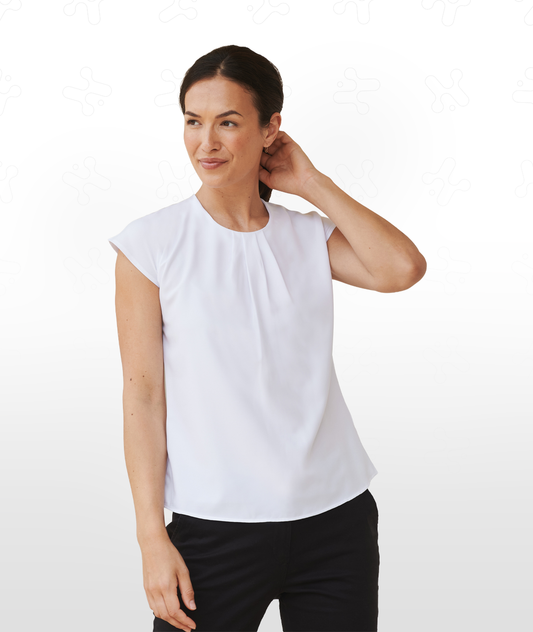 Women's Pleat Front Short Sleeve Blouse