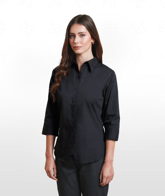 Women's 3/4 Sleeve Poplin Blouse